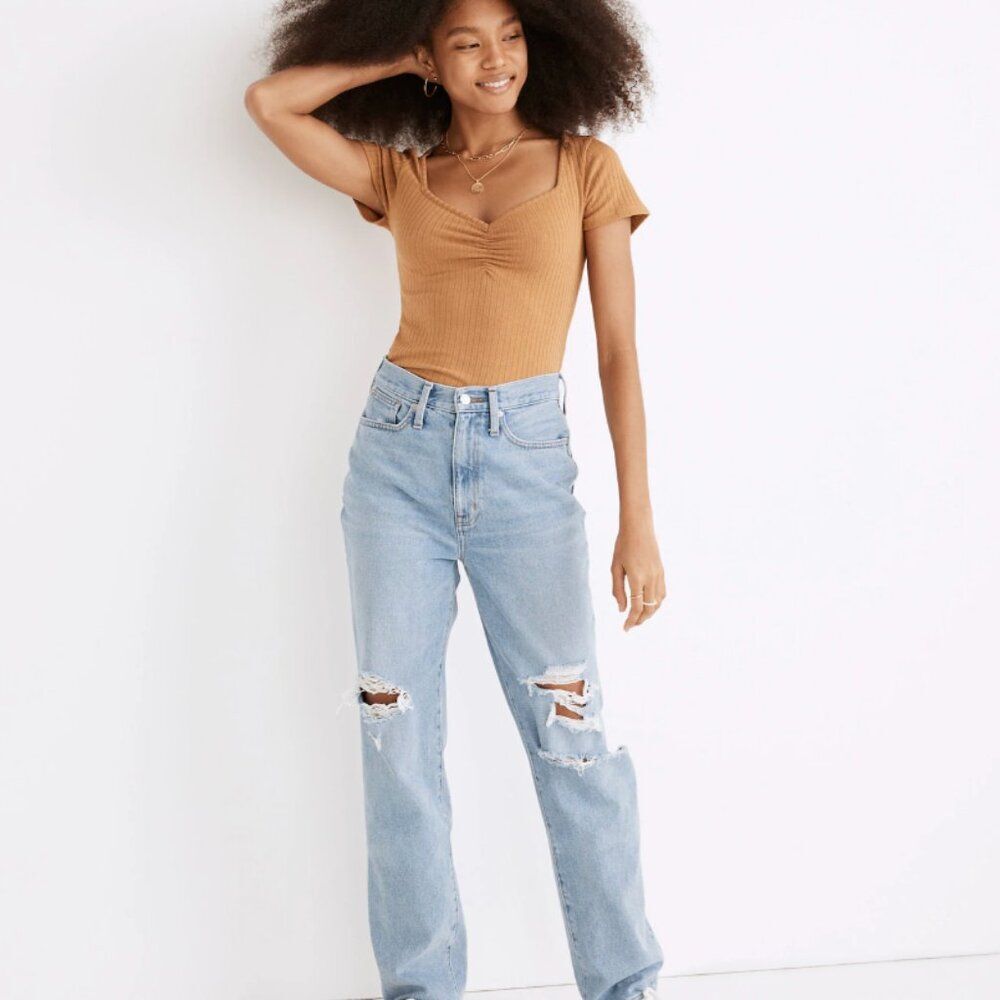 MADEWELL Baggy Straight Jeans in Earlhurst Wash: Ripped Edition W26